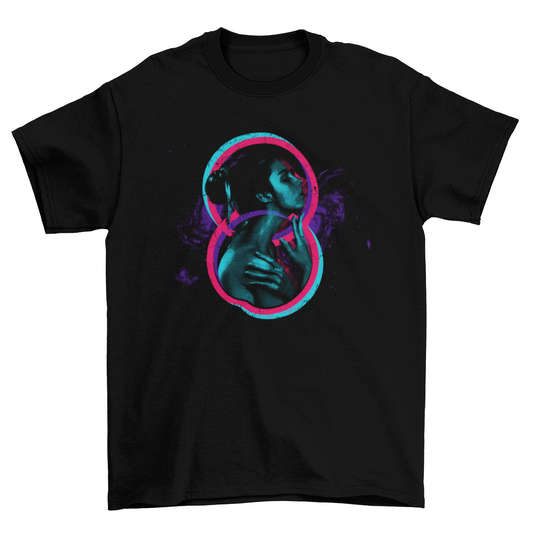 Artistic 80s Retro Style Girl T-shirt Design