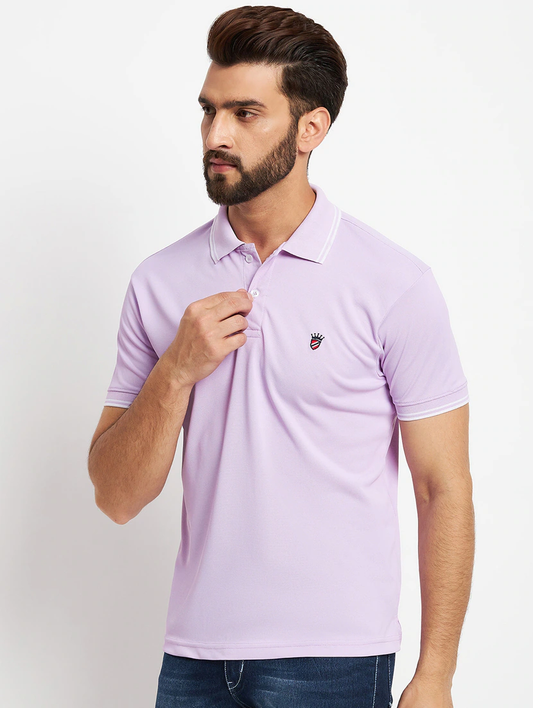 Mens Solid Polo T-Shirt (Size-S) (Color-Purple)